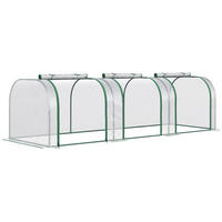 GEWÄCHSHAUS aus Stahl 295x100x80 cm Transparent mit 3 Reißverschlussfenstern - Transparent, Metall (100/80/295cm) - Modfu