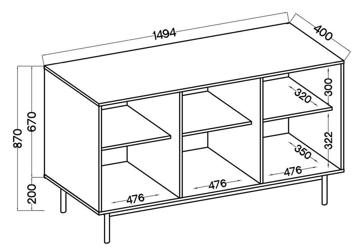 KOMODA Neksto dekor duba 150 cm - béžová, drevo/kompozitné drevo (149.4/87/40cm) - Selsey