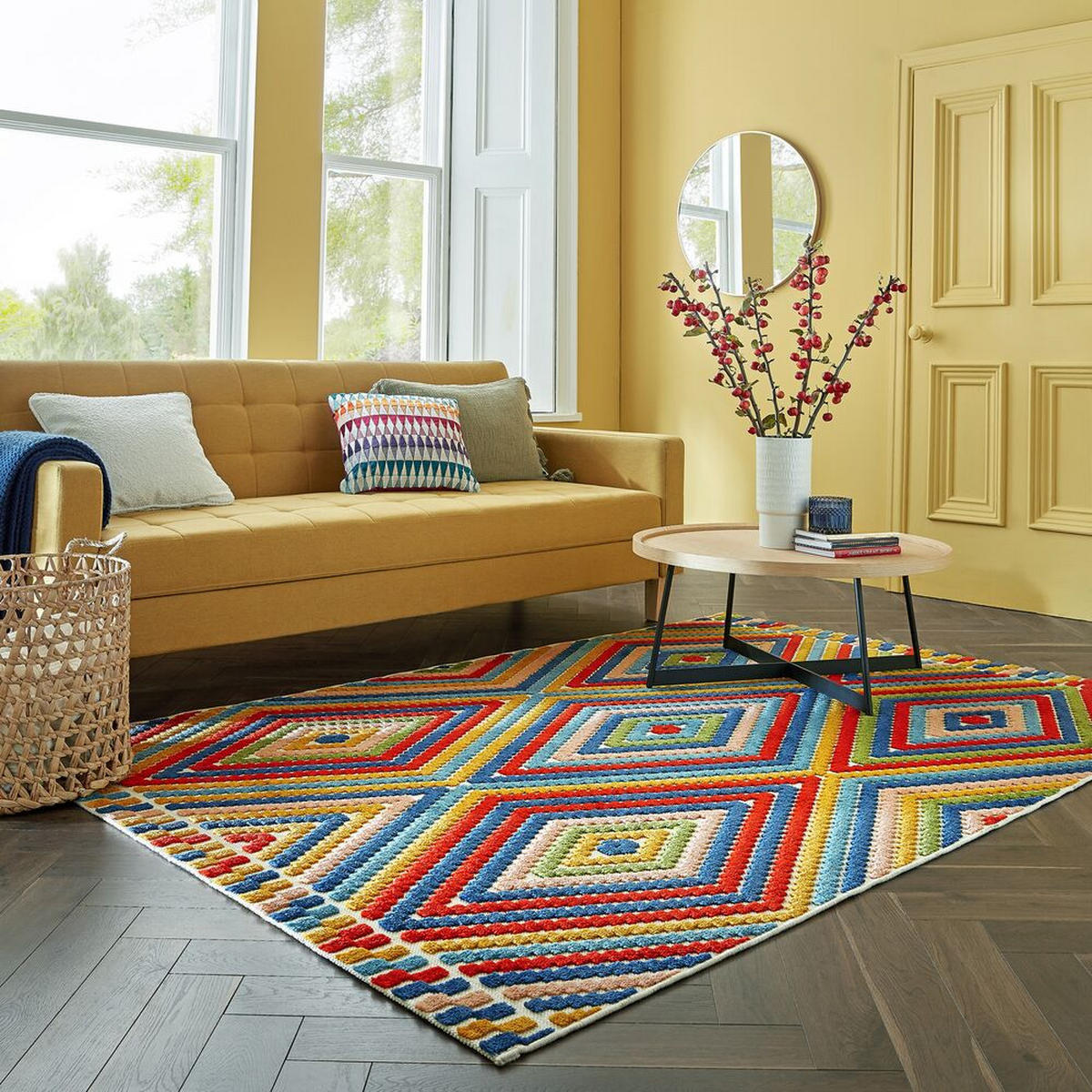 OUTDOOR-TEPPICH Geometrisch-Design, multifunktional, mehrfarbig LUNE, Multi 120x170 cm - Multicolor, Textil (120/170cm) - KADIMA DESIGN