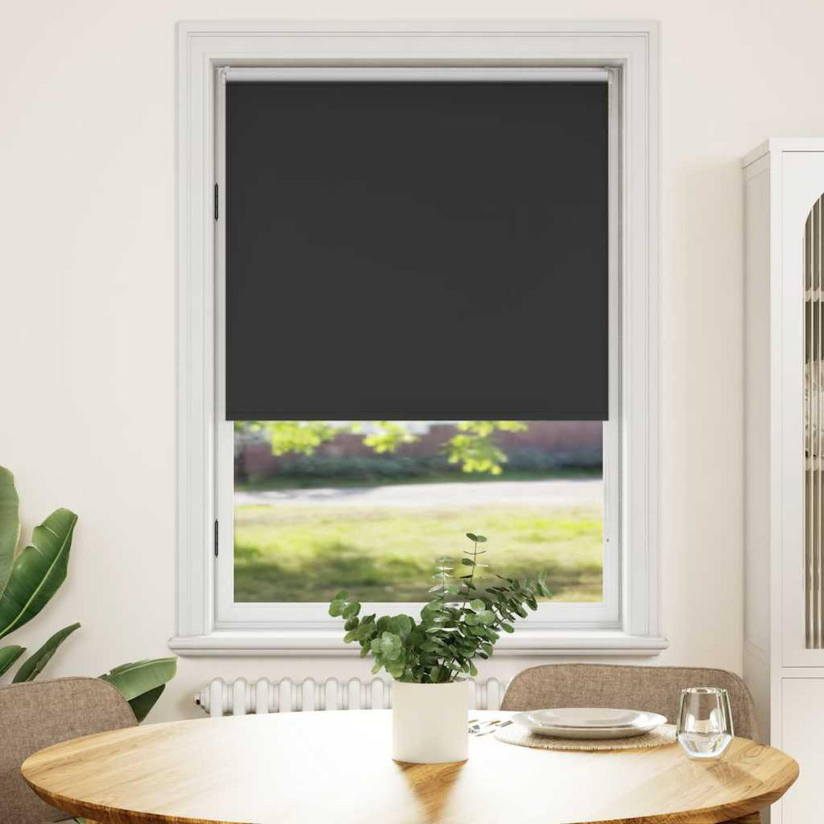 VERDUNKELUNGSROLLO 124,4/175 cm Stoffbreite 120 cm aus Polyester Schwarz - Schwarz, Textil (120/1/175cm) - vidaXL