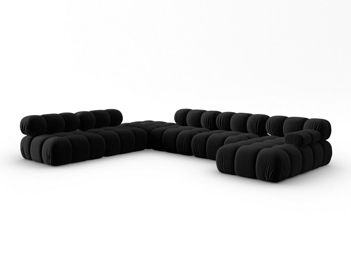 MODULARES-PANORAMASOFA links Bellis aus Samt schwarz 7 Sitzplätze - Schwarz, Textil (282/63/379cm) - Micadoni