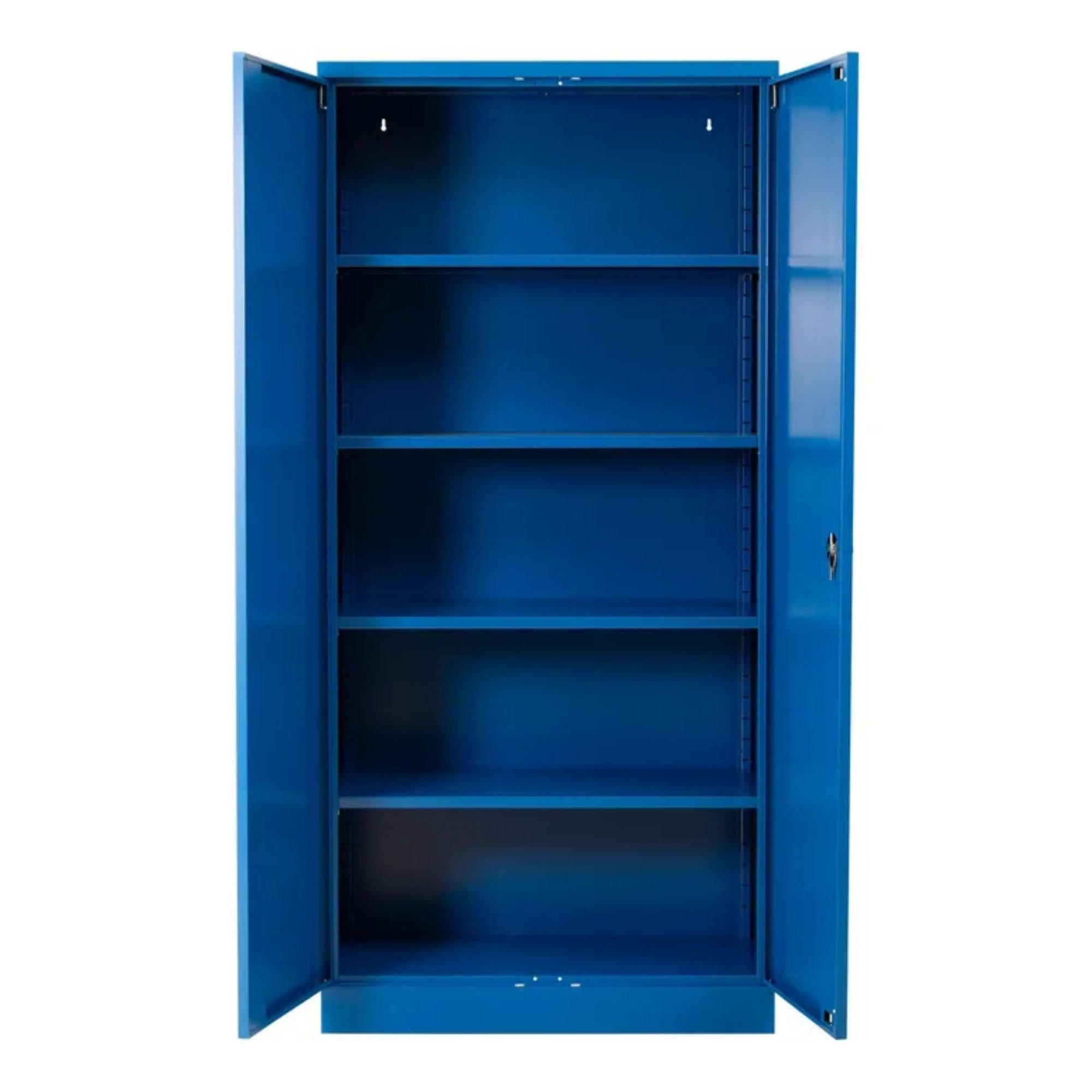 STAHLSCHRANK Bee mit 10 lackierten Fachböden 195x92x42 cm Korpusfarbe Enzianblau Frontfarbe Enzianblau - Blau, Metall (92/195/42cm)