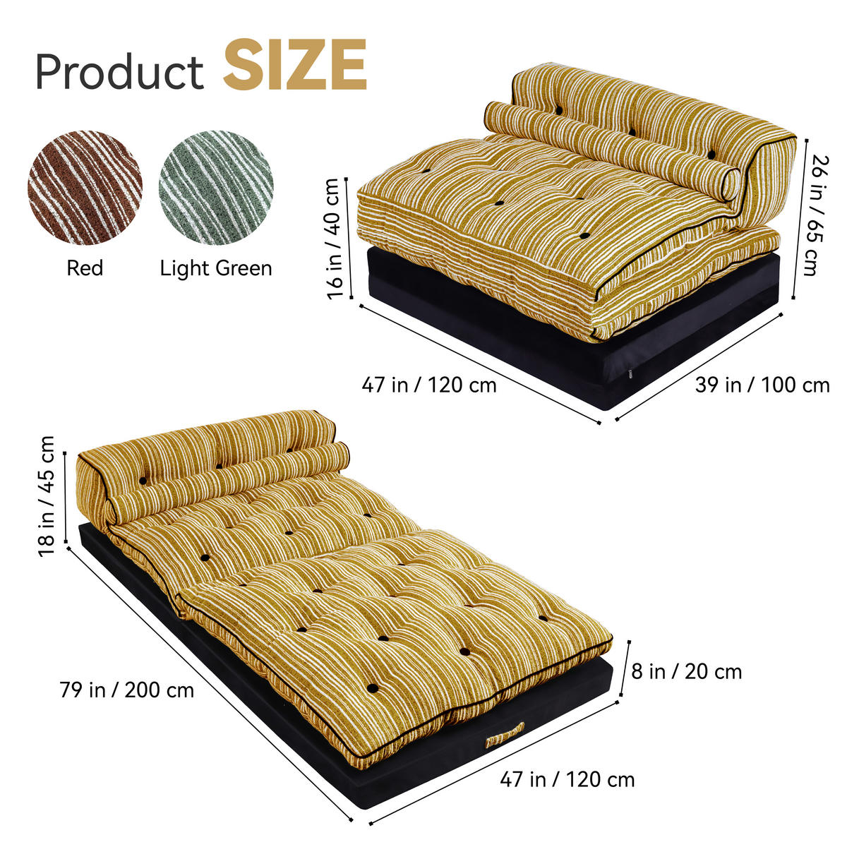 KLAPPSOFA-BETT Gelb 200cm - Gelb, Textil (120/65/100cm) - Vercart