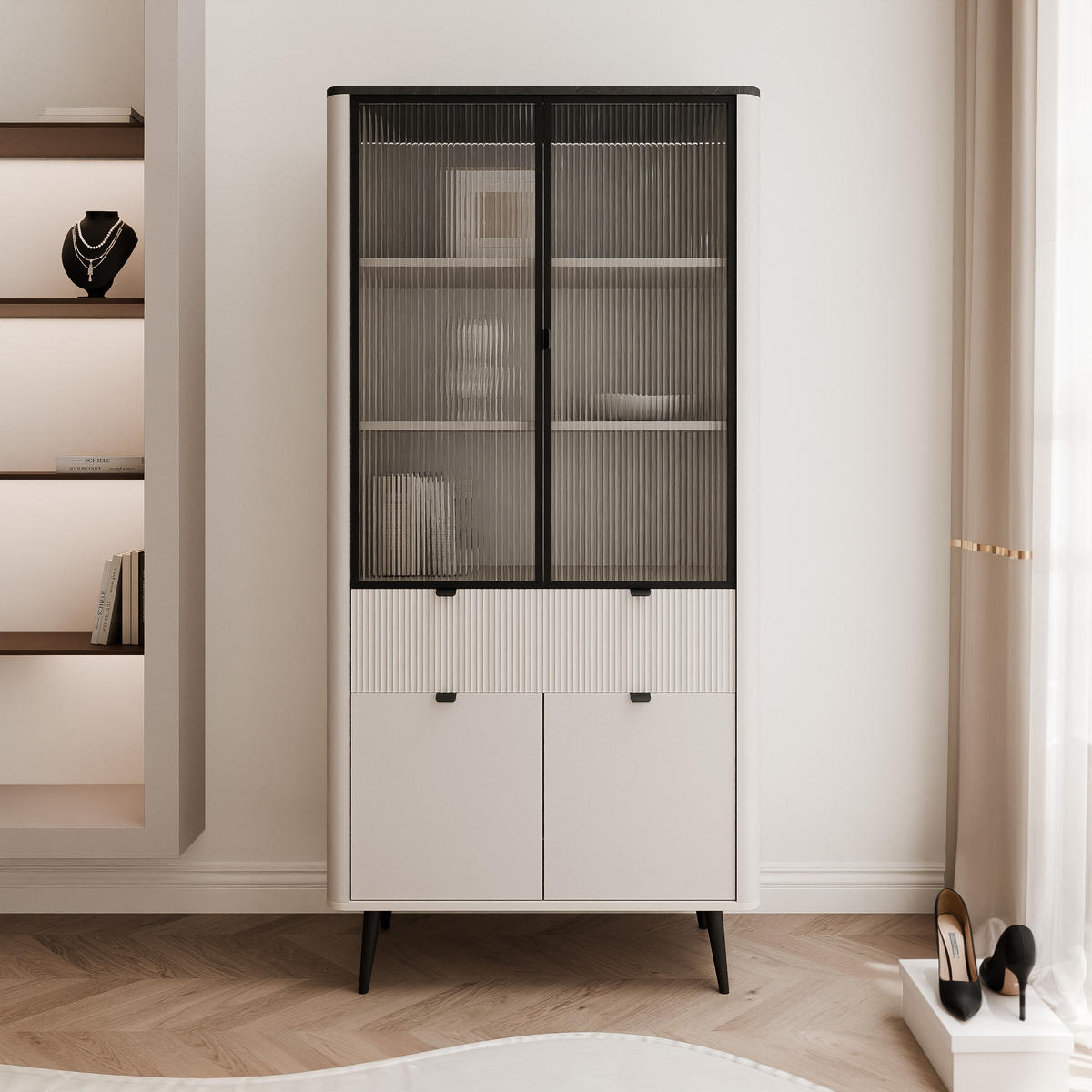 VITRINE NAVANI 90 cm Kaschmir Holz - Kaschmir, Holzwerkstoff (90/191/40cm) - Idohome