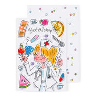 GRUSSKARTE Gute Besserung - Krankenschwester in Bunt - 17 x 11,5cm - Multicolor, Papier (11.5/0.2cm) - Blond Amsterdam