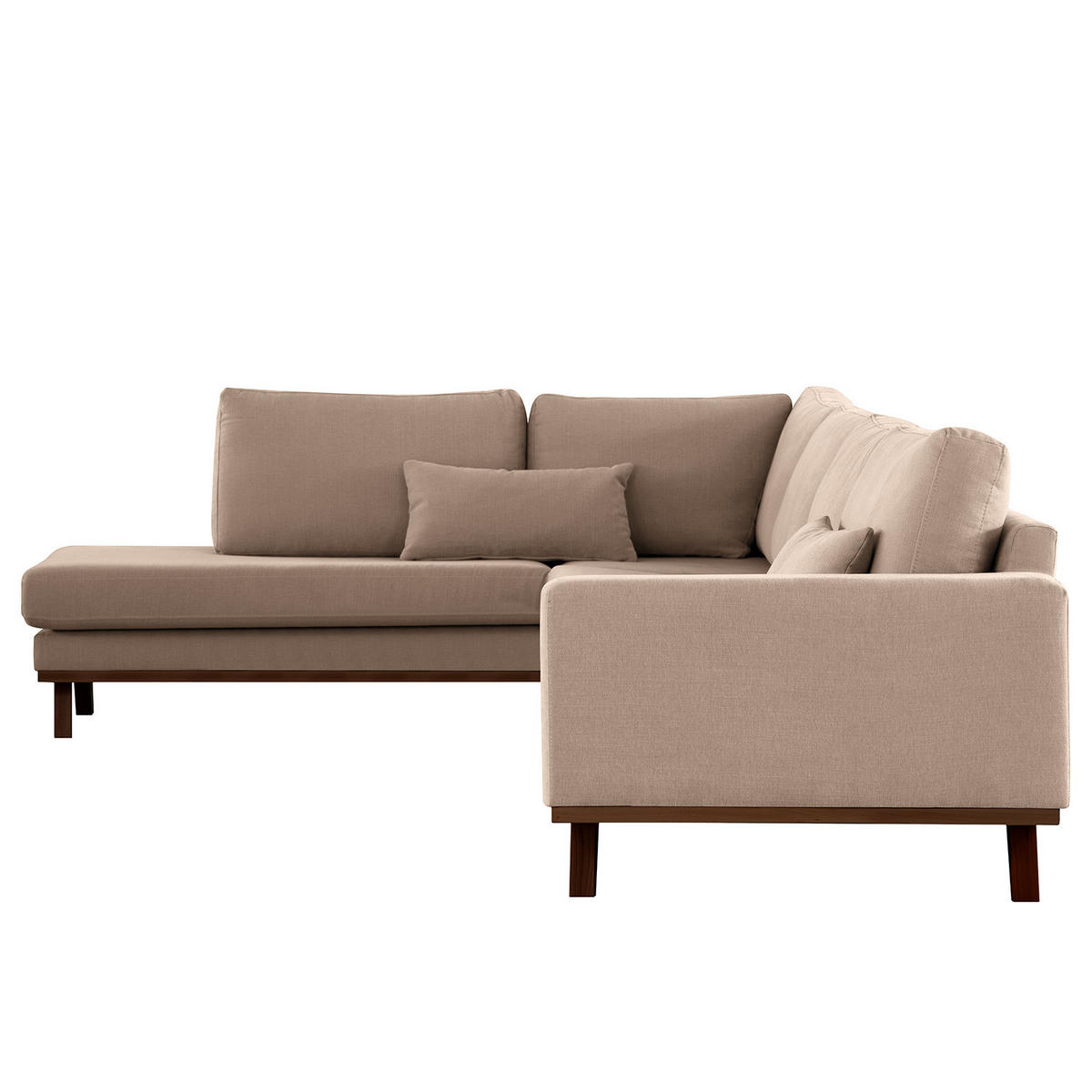 ECKSOFA mit Ottomane - Taupe/Buchefarben, Buchenholz/Textil (287/219cm) - home24