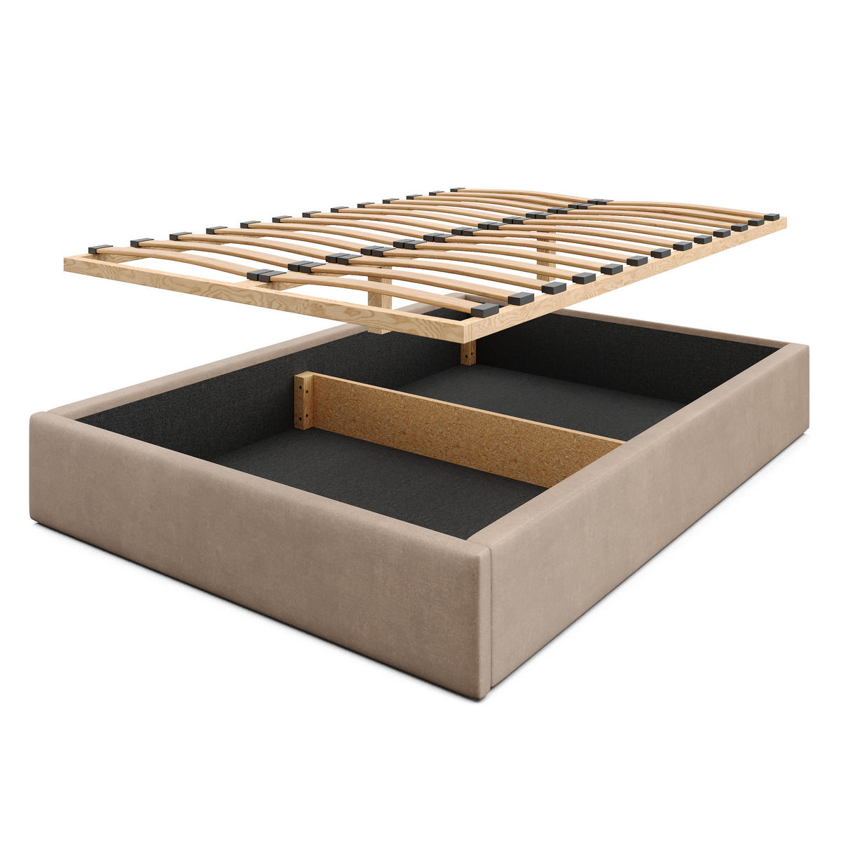 POLSTERBETT 140x200cm Bett mit Stauraum Lattenrost Beige - Beige, Holz/Holzwerkstoff (140/200cm) - Muralo
