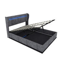 STAURAUMBETT 160/200 cm mit LED und Gaslift-Stauraum, DE-41911, in Grau - Grau, Metall (160/200cm) - ComfortXL