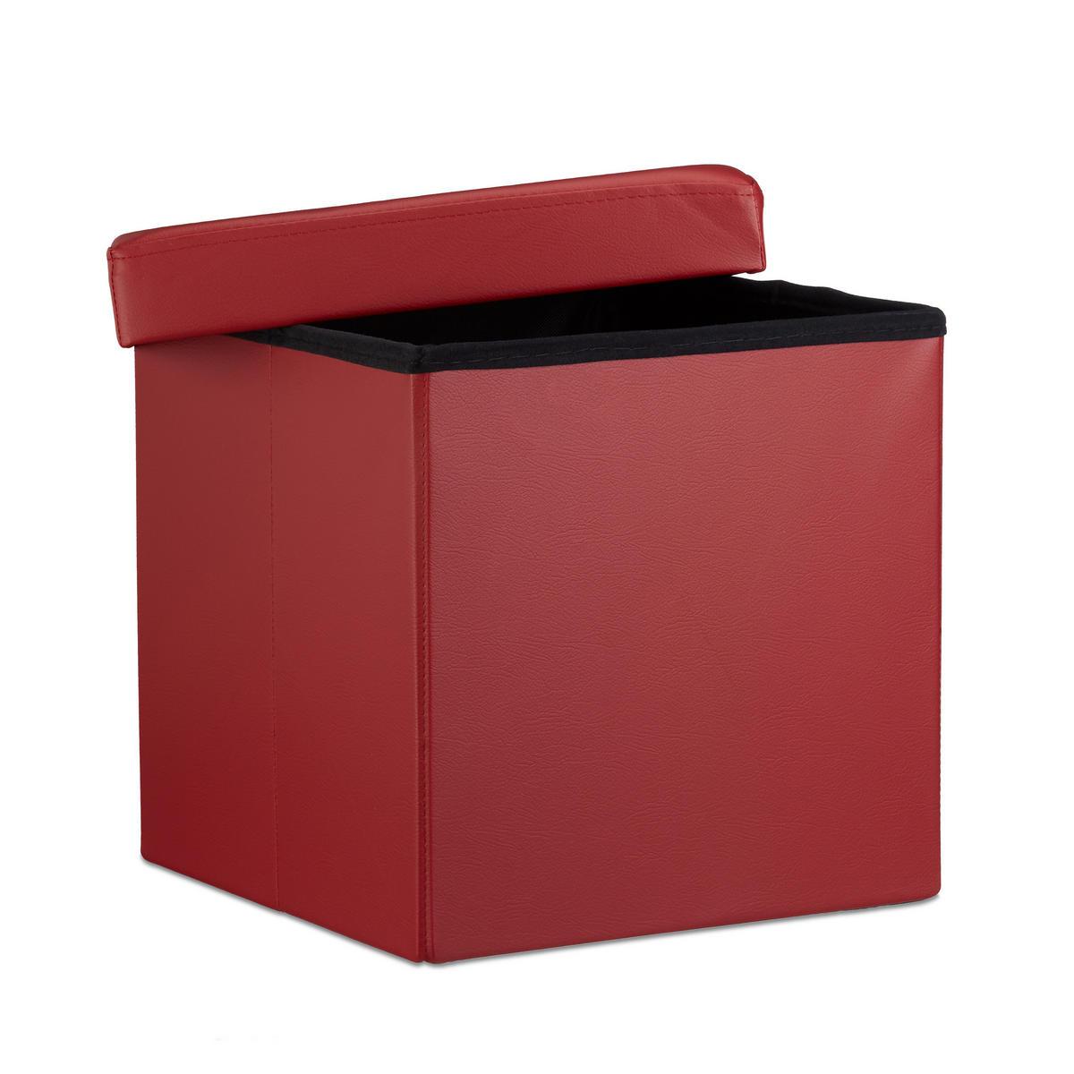 FALTBARER Sitzhocker - Dunkelrot, Holzwerkstoff/Kunststoff (38/38/38cm) - Relaxdays