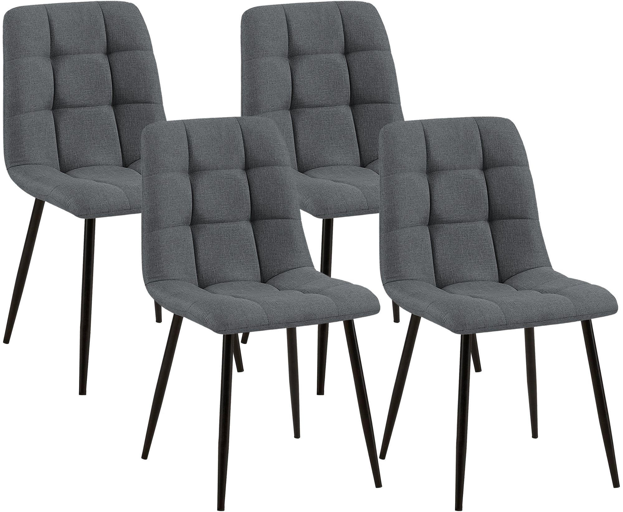 STUHL 4er Set Stoff Grau - Schwarz/Grau, Textil/Metall (45/84/55cm) - CLP