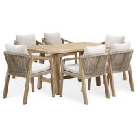 GARTENMÖBEL SET SANYA 7er Set natur / ecru - Beige/Naturfarben, Holz - IDIMEX