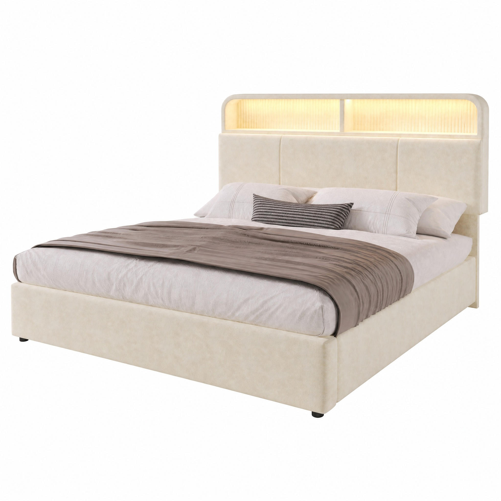 Beauniv Polsterbett Beige 160x200 cm