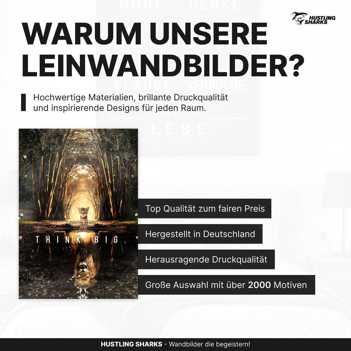 LEINWANDBILD Think Big 60x90 cm - Weiß, Papier (60/2cm) - Hustling Sharks