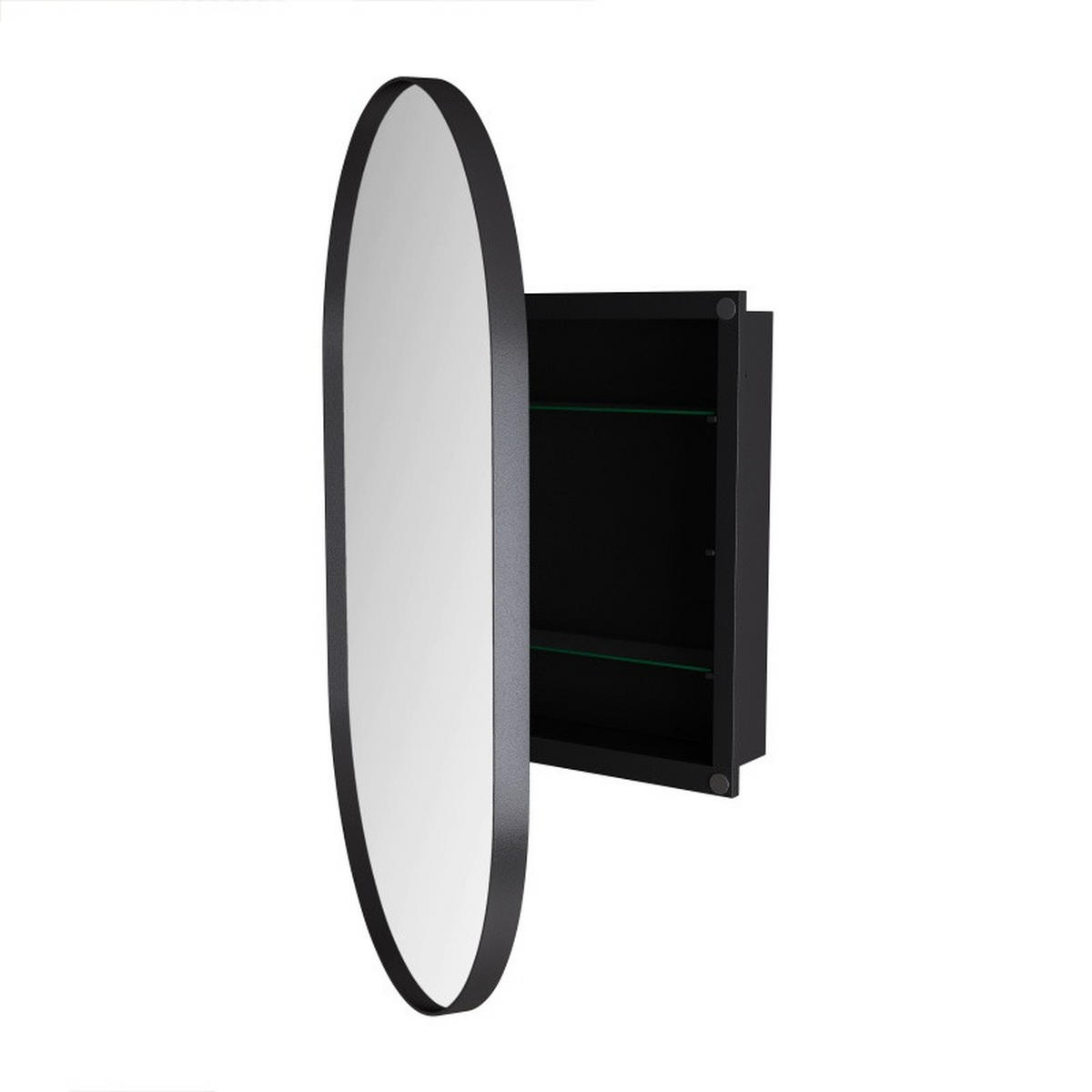 SPIEGELSCHRANK Bad Schwarz mit Metallrahmen, Glasablagen und Wandmontage - Schwarz, Glas/Holz (10/85/51cm) - PARAFTA HOME