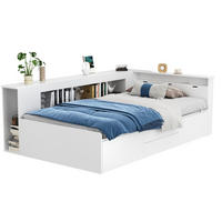 KINDERBETT 90/200 cm aus MDF mit 4 Schubladen, Bücherregal und Stauraum Weiß - Weiß, Holzwerkstoff (90/200cm) - Modenvie