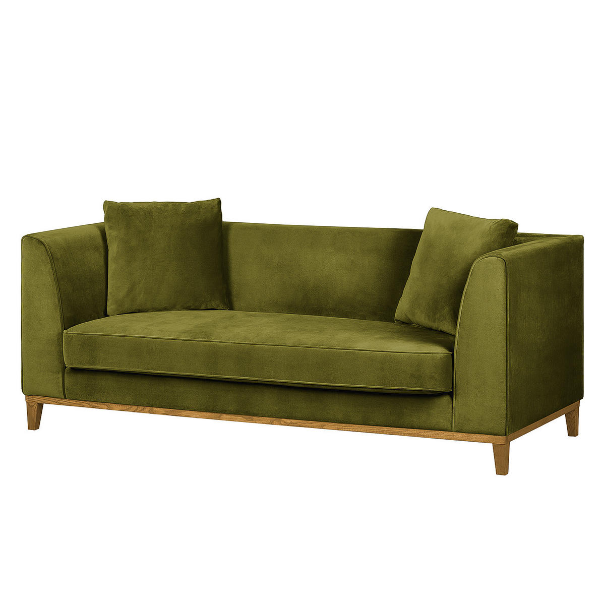 3-SITZER SOFA - Olivgrün, Eichenholz/Textil (201/79/82cm) - home24