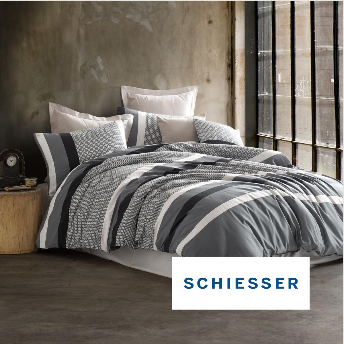 BETTWÄSCHESET Dion - Baumwollsatin - 2-teilig - 135x200 cm - Grau - Grau, Textil (135/200cm) - SCHIESSER