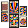 POSTER Set Mit 6 Geometrische Bauhaus Farben & Formen A3 & A4 Schwarzer Rahmen - Schwarz, Papier (29/3cm) - Nacnic