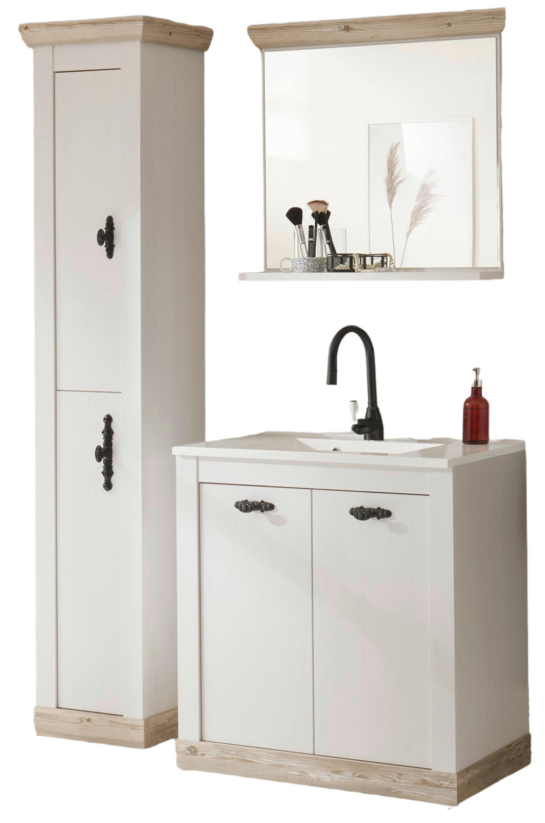 Furn.Design Badkombination Weiß, Pinien 143x200x46 cm