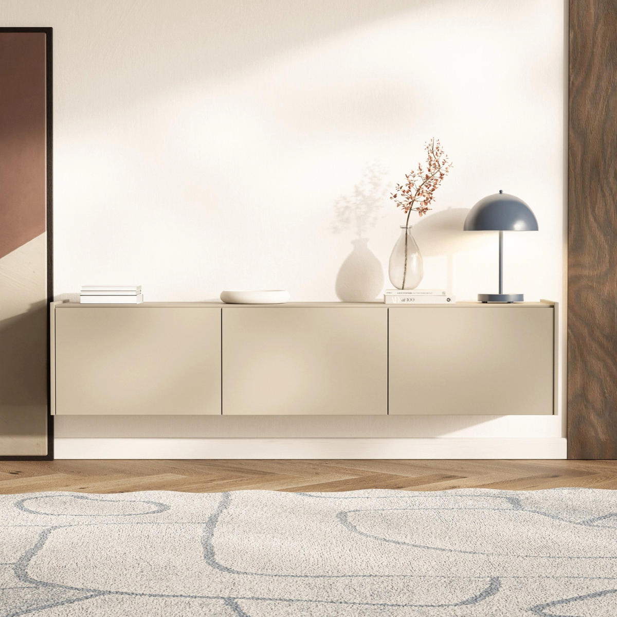 TV-LOWBOARD Magro 2-türig hängend oder stehend, Kaschmirgrau, 180 cm - Taupe, Holzwerkstoff (180/46.2/39cm) - Selsey