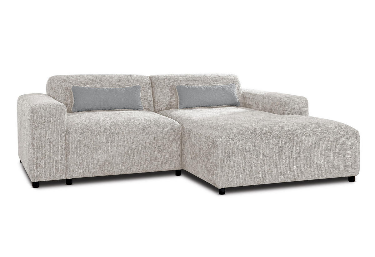 ECKSOFA L Form Jughlio Beige 240/165/75 cm Rechts mit Schlaffunktion - Beige/Schwarz, Kunststoff/Textil (240/165cm) - AX Living
