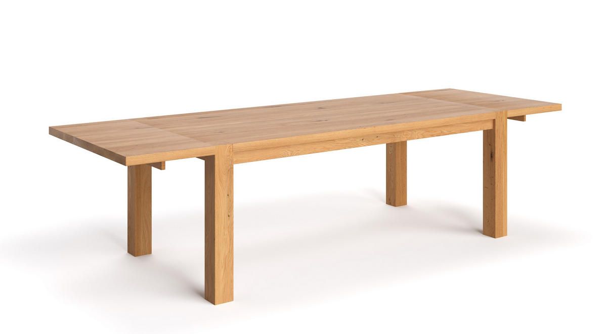 TISCH Ausziehbar Gustav aus massivem Eichenholz 180x80 cm + Tischverlängerung 1x50 cm - Eichefarben/Braun, Holz (180/80/75cm) - Danzz