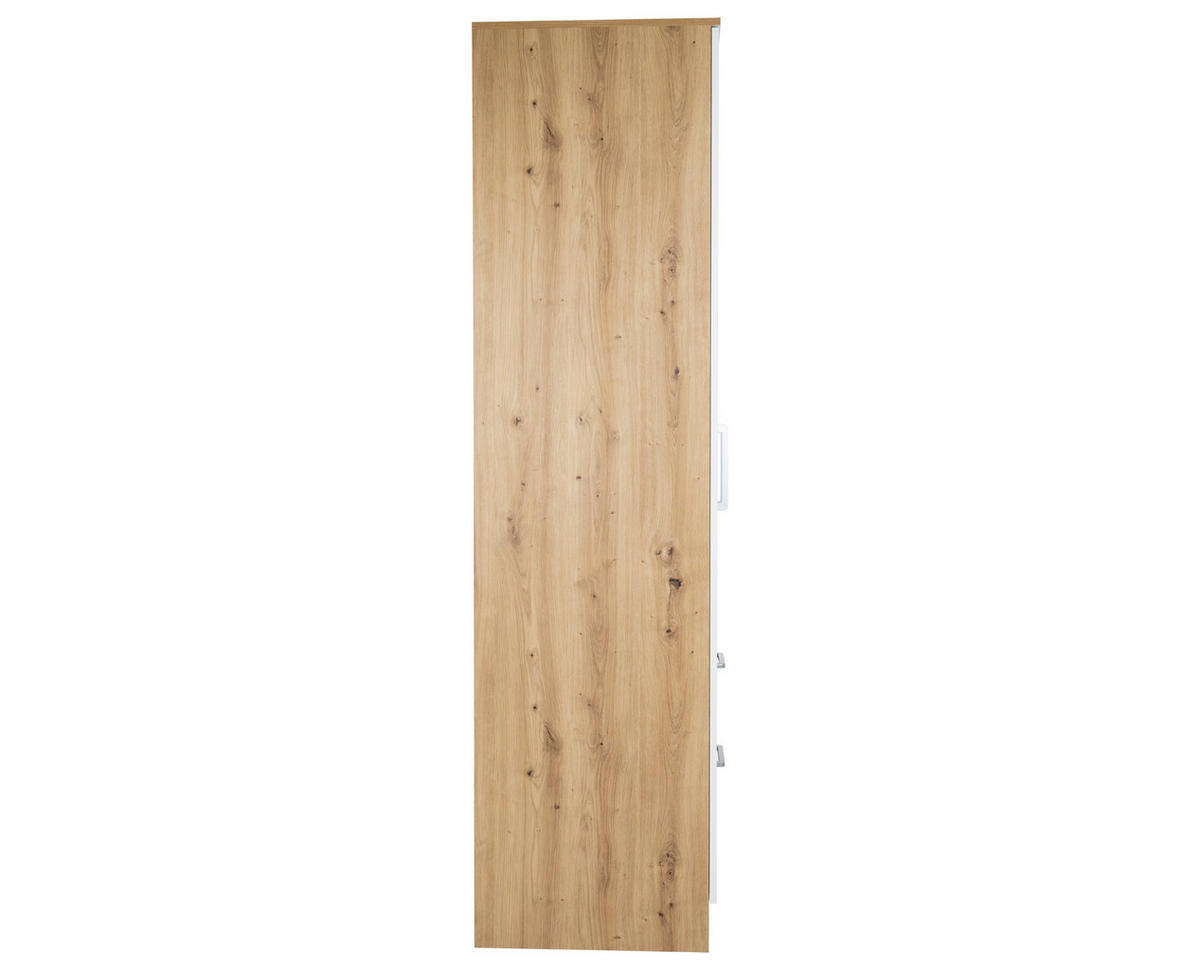 KLEIDERSCHRANK 90/201/54 cm Weiß Artisan Oak mit Drehtüren - Silberfarben/Weiß, Holzwerkstoff/Kunststoff (90/201/54cm) - arthur berndt