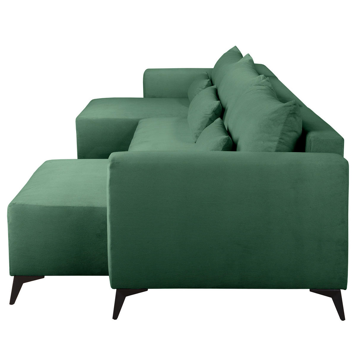 WOHNLANDSCHAFT - Dunkelgrün/Schwarz, Textil (382/81/148cm) - home24