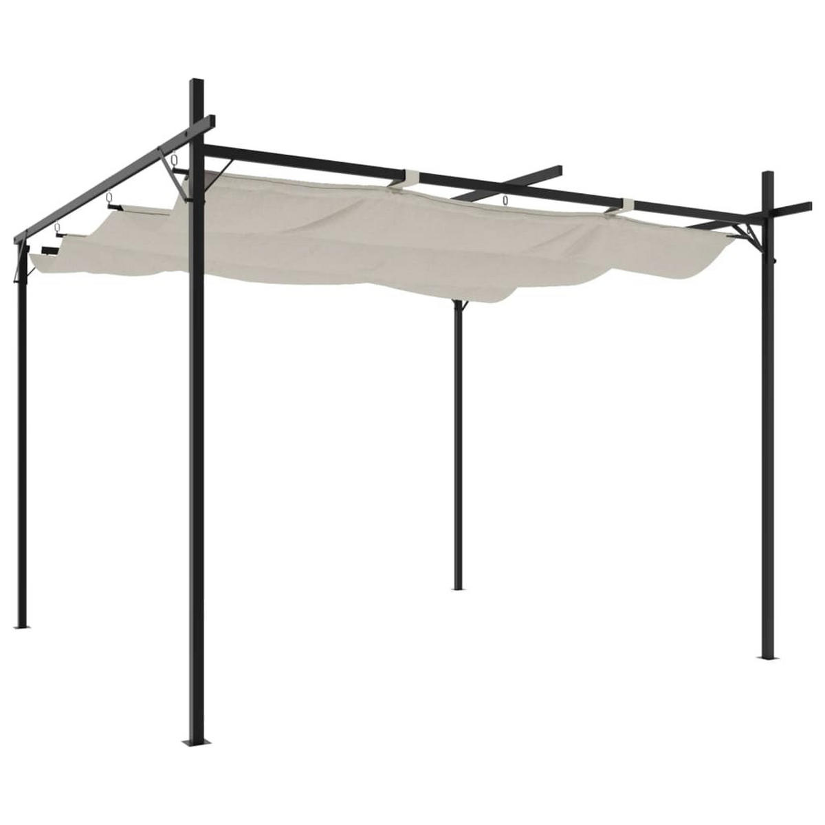TERRASSENÜBERDACHUNG mit Schiebedach OLIMP | Creme 295x292x230cm | Pergola Garten Pavillon - Creme, Metall (295/230/292cm) - DELUKE