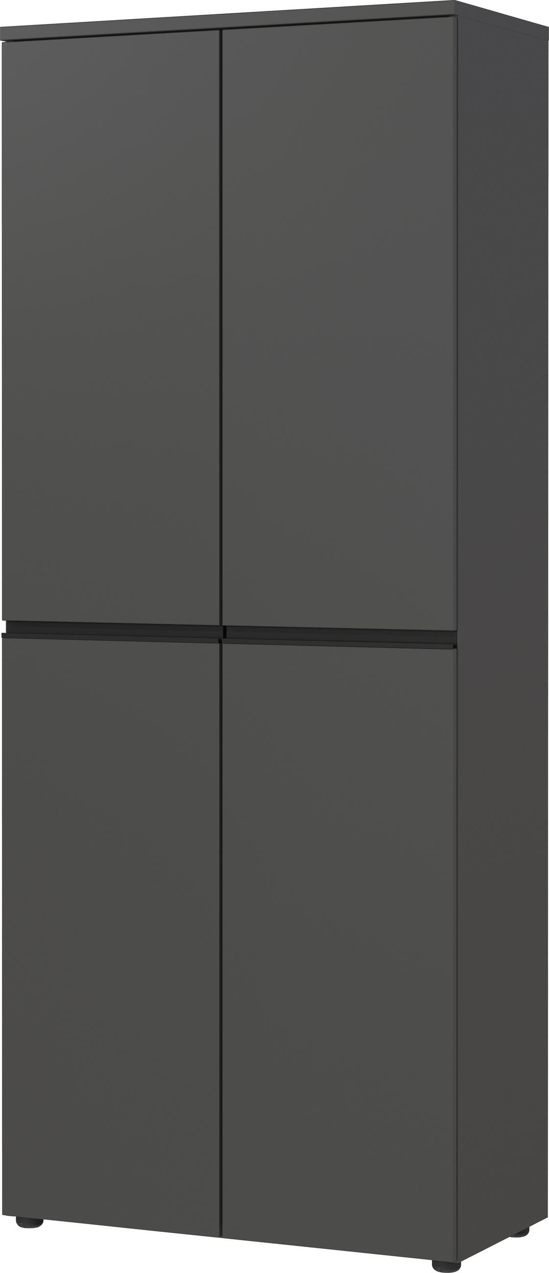 AKTENSCHRANK STUTTGART, 197 cm hoch, 5 Ordnerhöhen, Soft-Close Graphit - Schwarz, Holzwerkstoff (81/197/40cm) - KADIMA DESIGN
