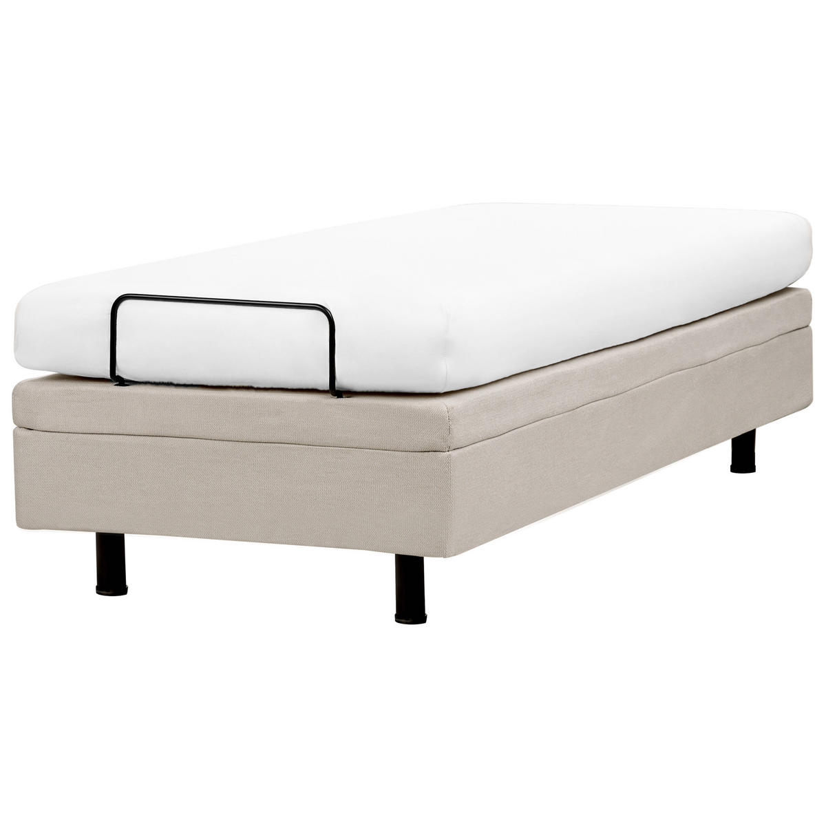 VERSTELLBARES-BETT 80/200 cm Hellbeige Duke II - Beige/Schwarz, Textil (80/200cm) - Beliani