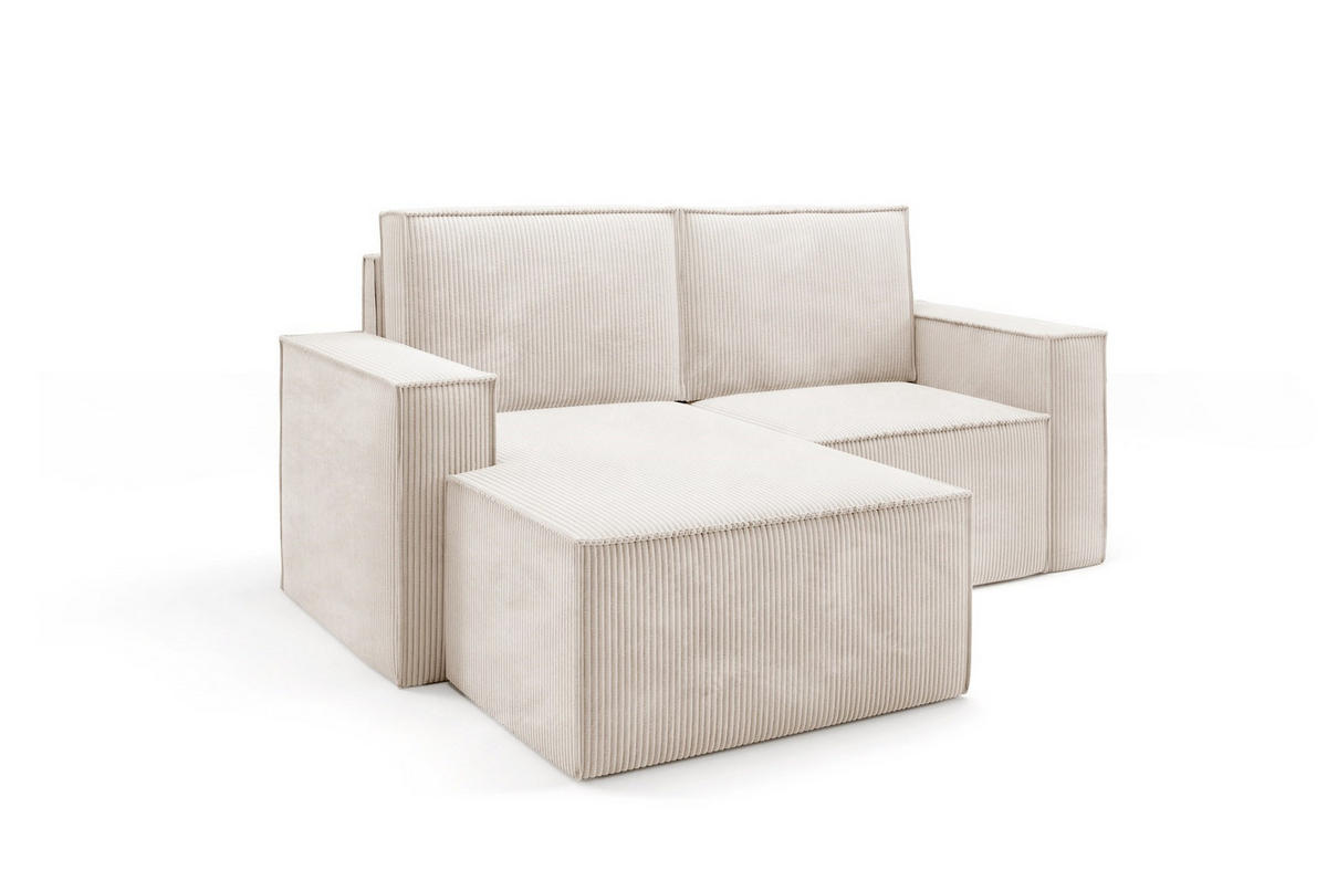 ECKSOFA Orto Beige, Zweisitzer Kordecksofa linke seite - Beige, Holzwerkstoff/Textil (180/141cm) - Bettso