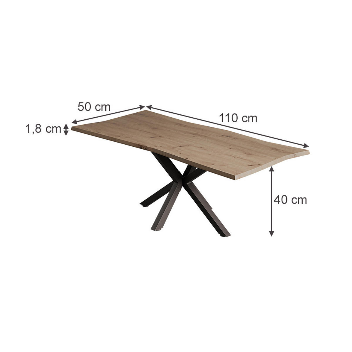 COUCHTISCH Yan Artisan 110 x 50 cm - Hellgrau, Holzwerkstoff (50/110/40cm) - Vicco