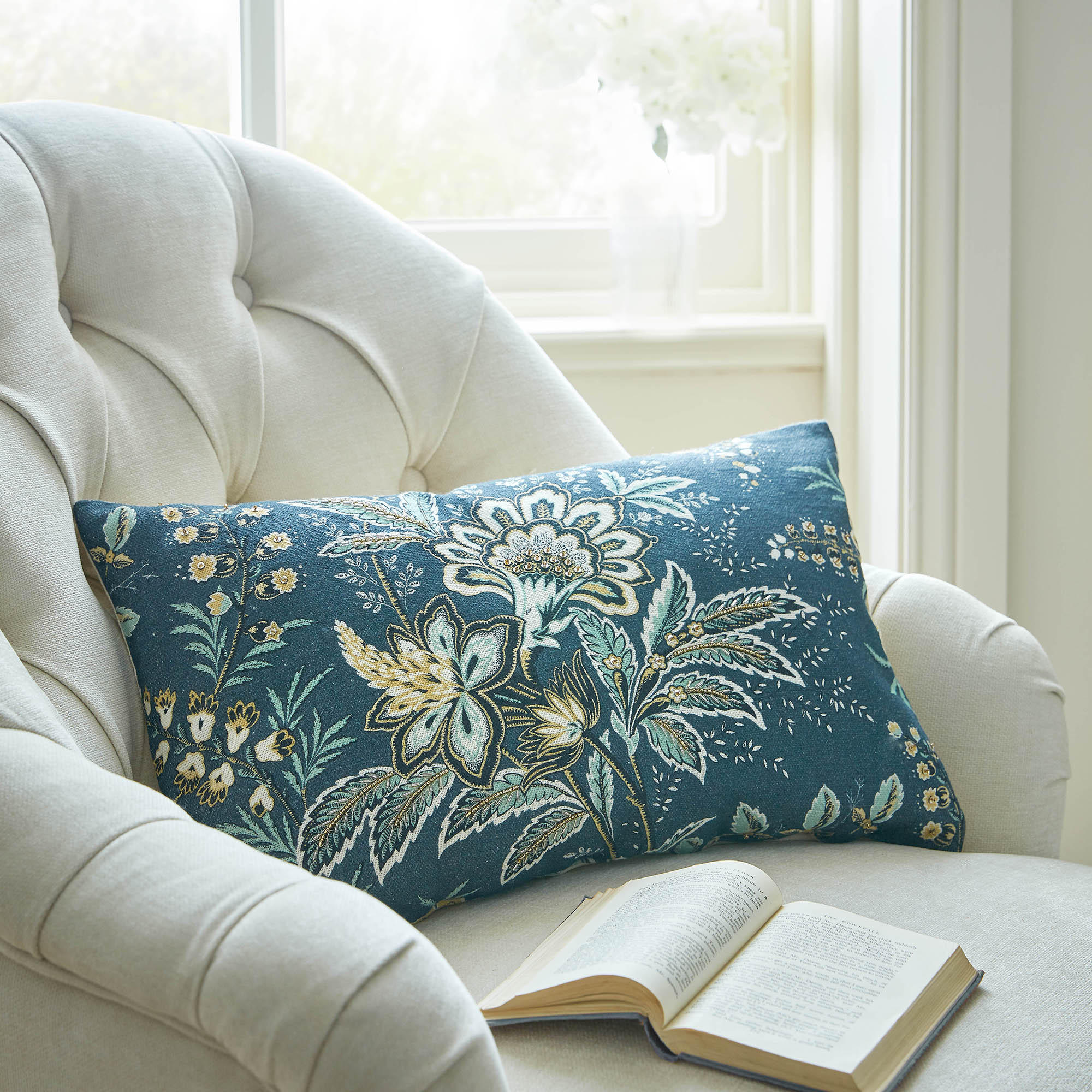 ZIERKISSEN Marlbrook Meeresdämmerung - Blau/Grün, Textil (50/50cm) - Graham & Brown