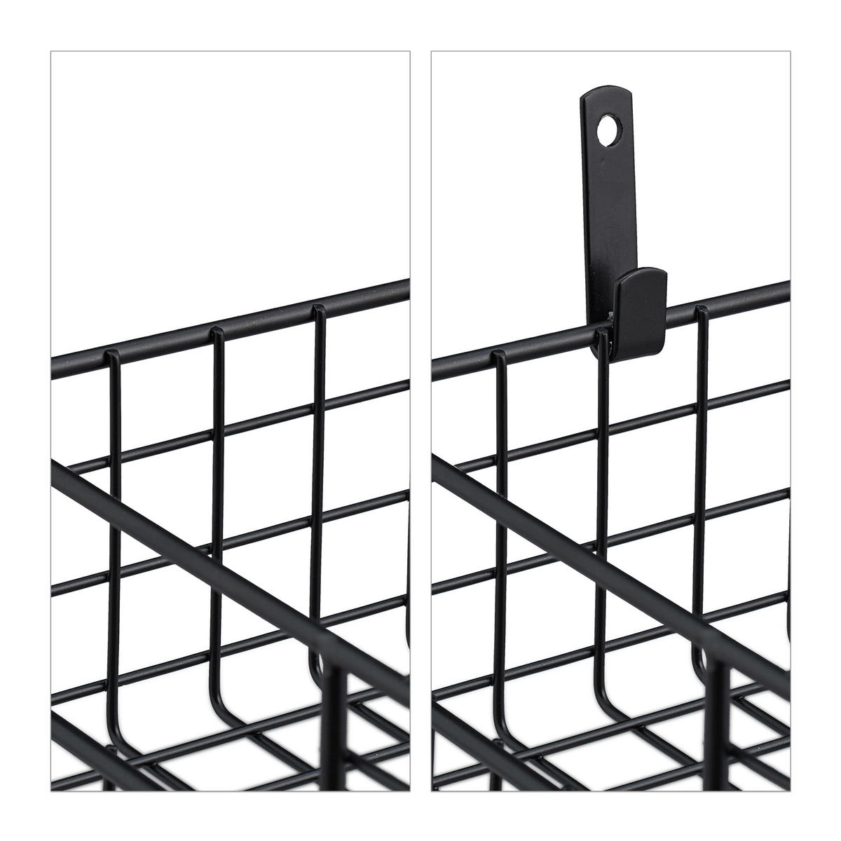 3xDRAHTKORB - Schwarz, Metall (41/7.5/16cm) - Relaxdays