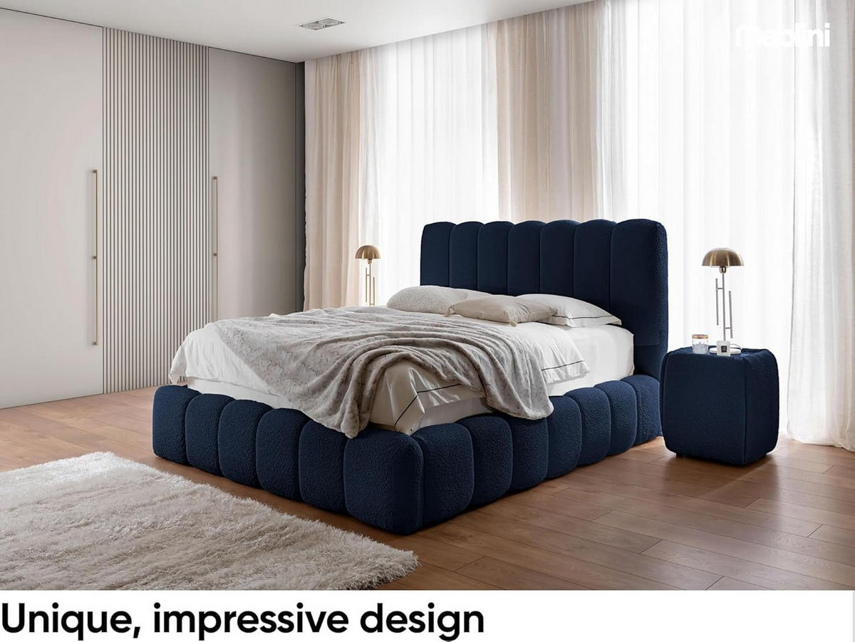 POLSTERBETT Carlos - Dunkelblau, Textil (120/200cm) - Meblini