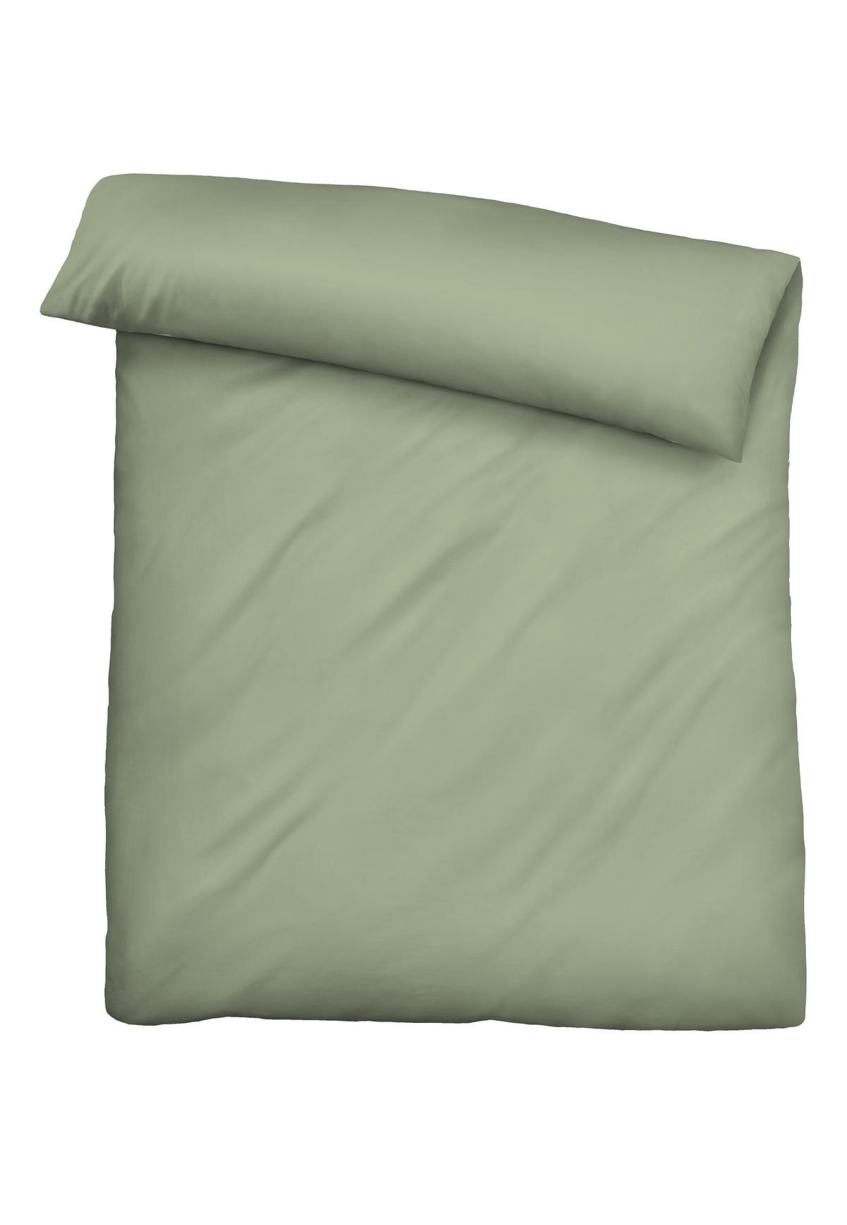 BETTWÄSCHE-GARNITUR Flanell UNI oliv, 155x220 cm + 80x80 cm - Olivgrün, Textil (155/220cm) - biberna