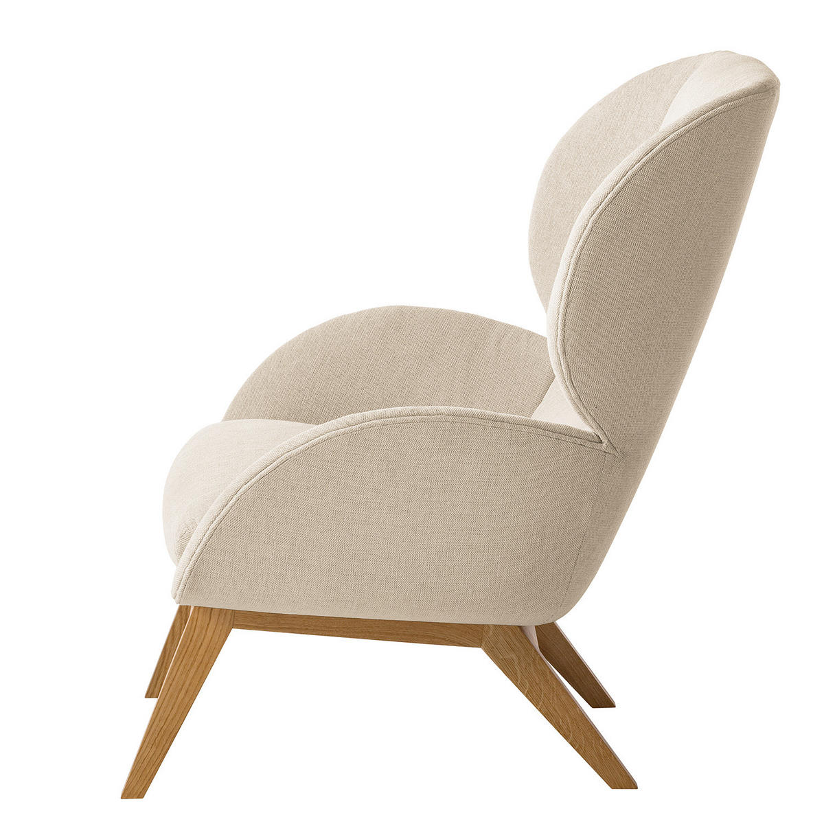 SESSEL - Eichefarben/Beige, Eichenholz/Textil (82/102/90cm) - home24