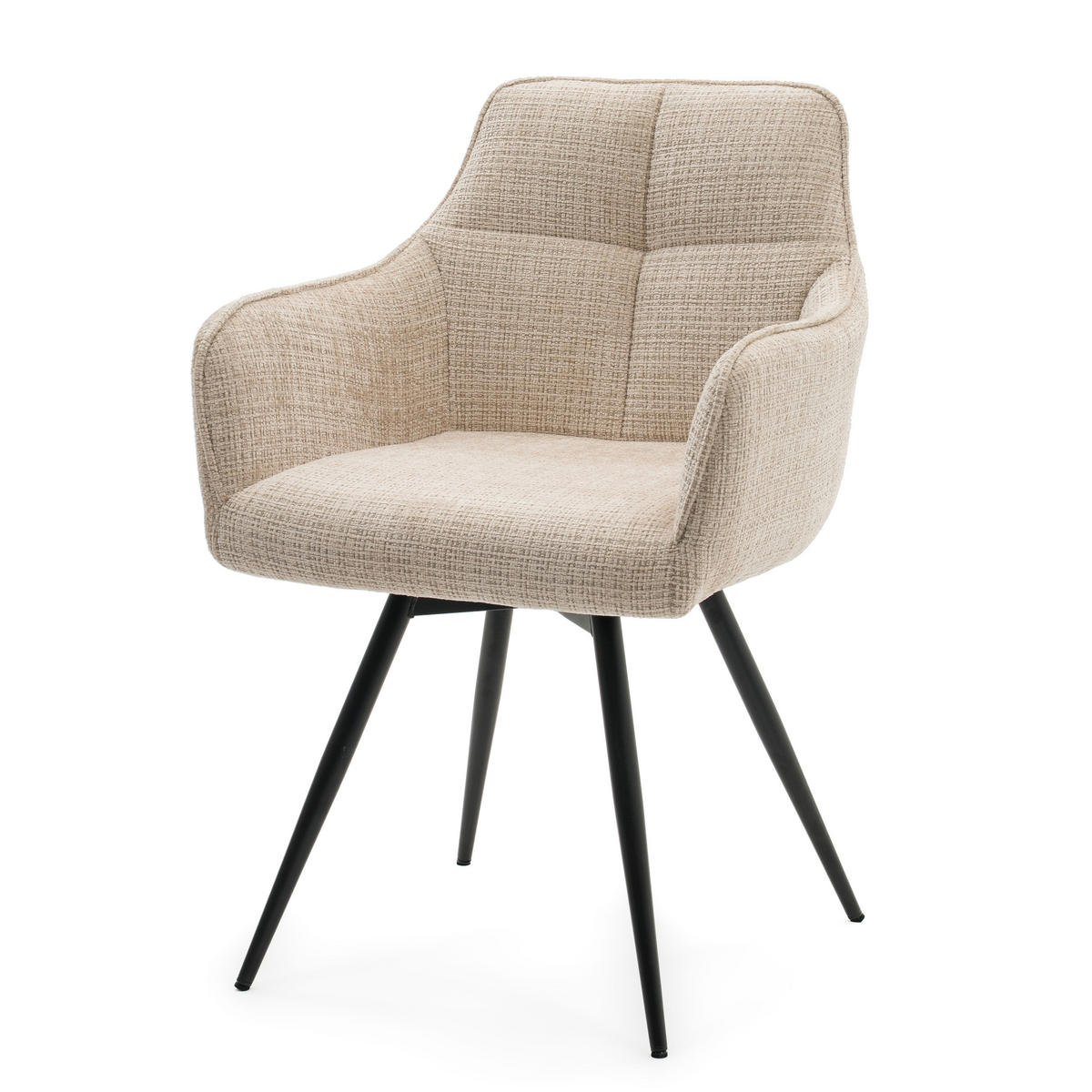 STUHL QUATTRO drehbar gepolsterter mit Steppung - hellbeige - Chenille - Ecru/Beige, Textil/Metall (58/86/60cm) - NEW HOME