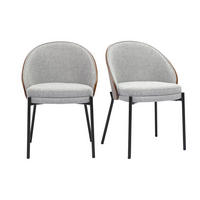 STÜHLE aus grauem Samt-Effekt Stoff, dunkles Holz und Metall (2er Set) TUCSON - Grau, Textil (50.5/74.5/53cm) - Miliboo