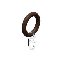 RUNDRINGE MIT FALTENHAKEN FÜR GARDINENSTANGEN 16 mm Ø, Nussbaum, Packung 10 Stück - Nussbaumfarben, Holz (16cm) - INTERDECO