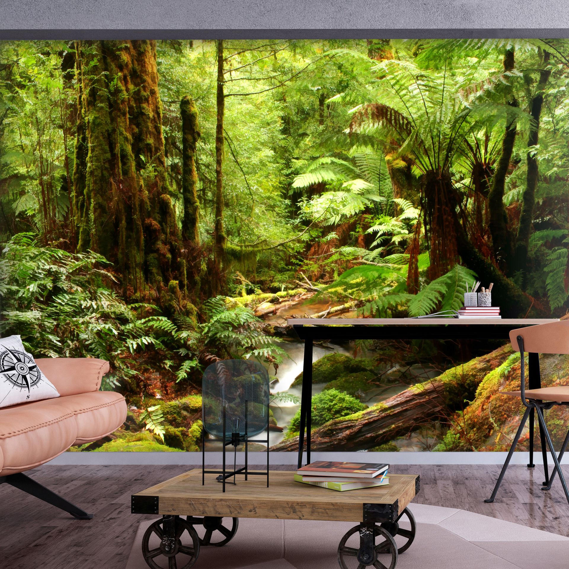 SELBSTKLEBENDE FOTOTAPETE 392/280 cm - Braun/Grün, Kunststoff/Textil (392/1cm) - KUNSTLOFT