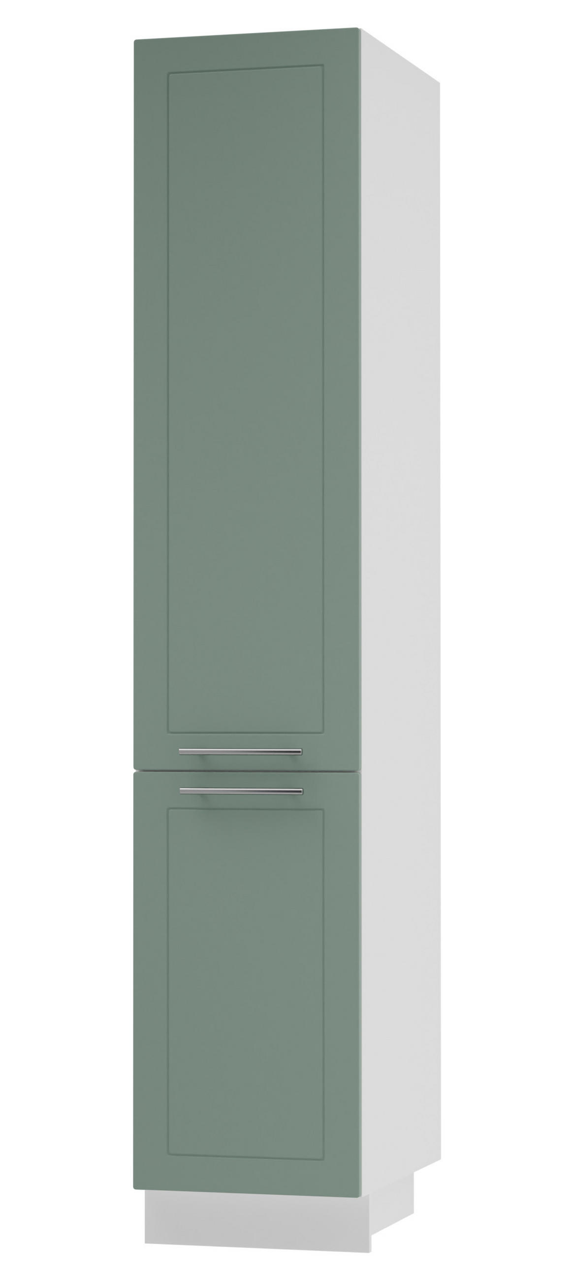 APOTHEKERSCHRANK Kvantum 2D14K/40/kargo Mint Matt / Weiß Matt 40 / 59 / 207cm - Weiß/Mintgrün, Holz/Holzwerkstoff (40/207/59cm) - Feldmann-Wohnen