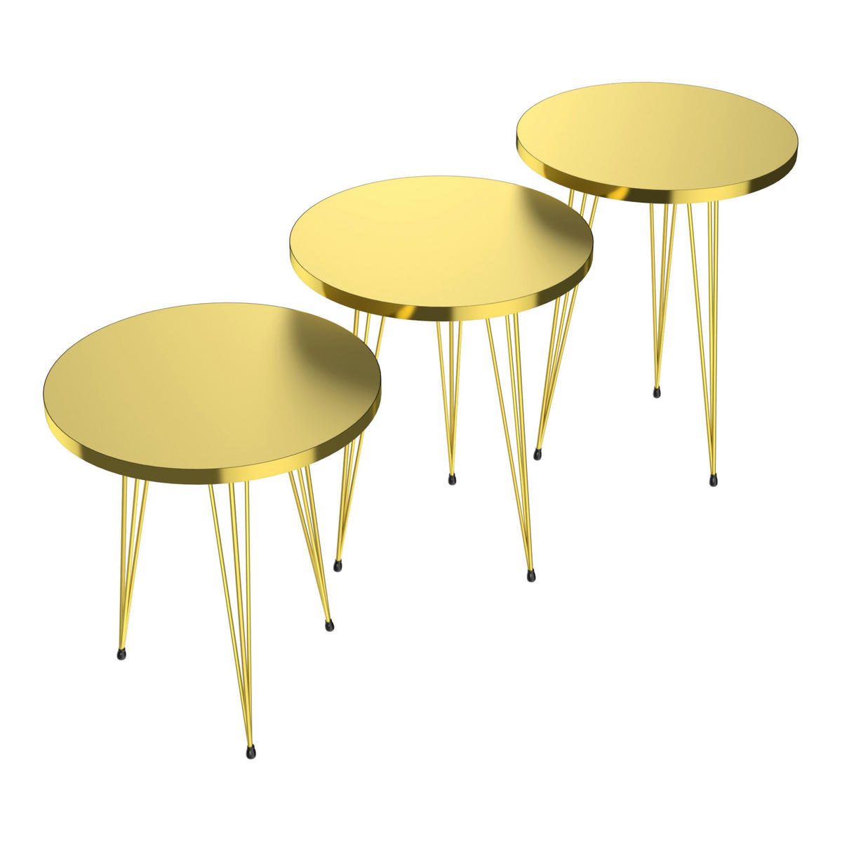 SATZTISCH Skibby 38/38/48 - Goldfarben, Holzwerkstoff (38/38/48cm) - [en.casa]