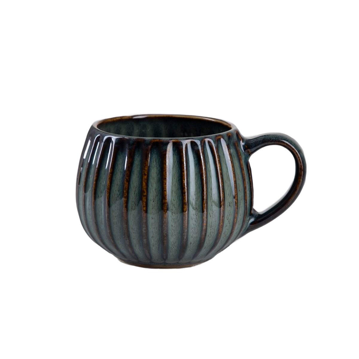 BECHER Almos blau gestreift 0,32 l - Blau, Keramik (0.32L) - Homla