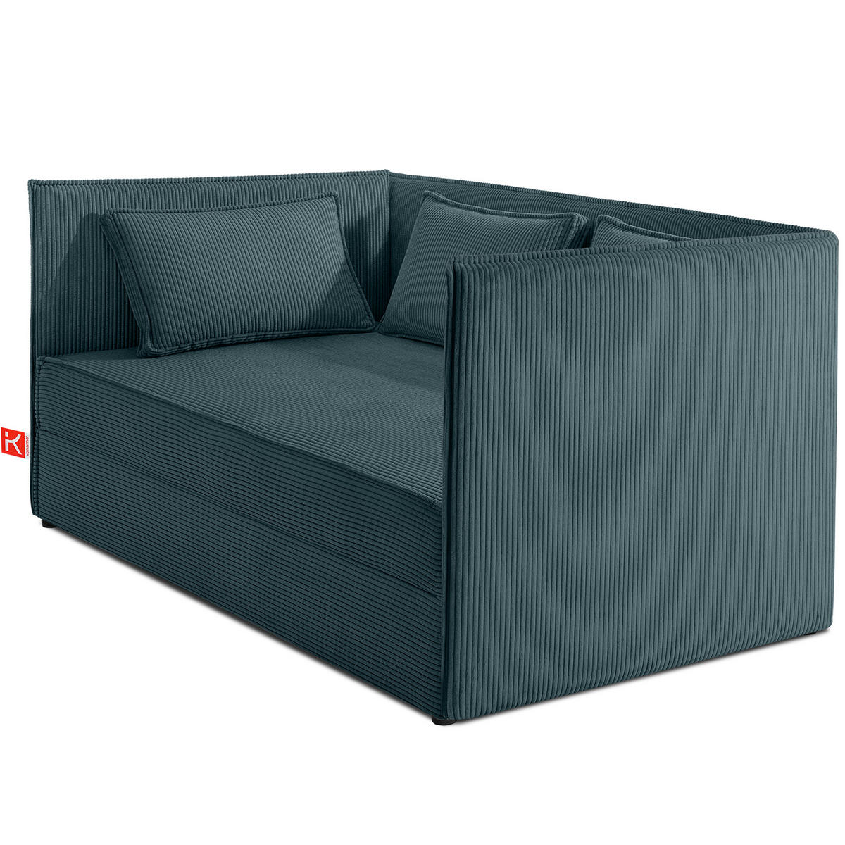 JUGENDBETT ROTI Einzelbett mit Bettkasten, 90x200cm, Bett mit Bonellmatratze, mit Rückenlehne - Blau/Schwarz, Holz/Holzwerkstoff (92/200cm) - KONSIMO®
