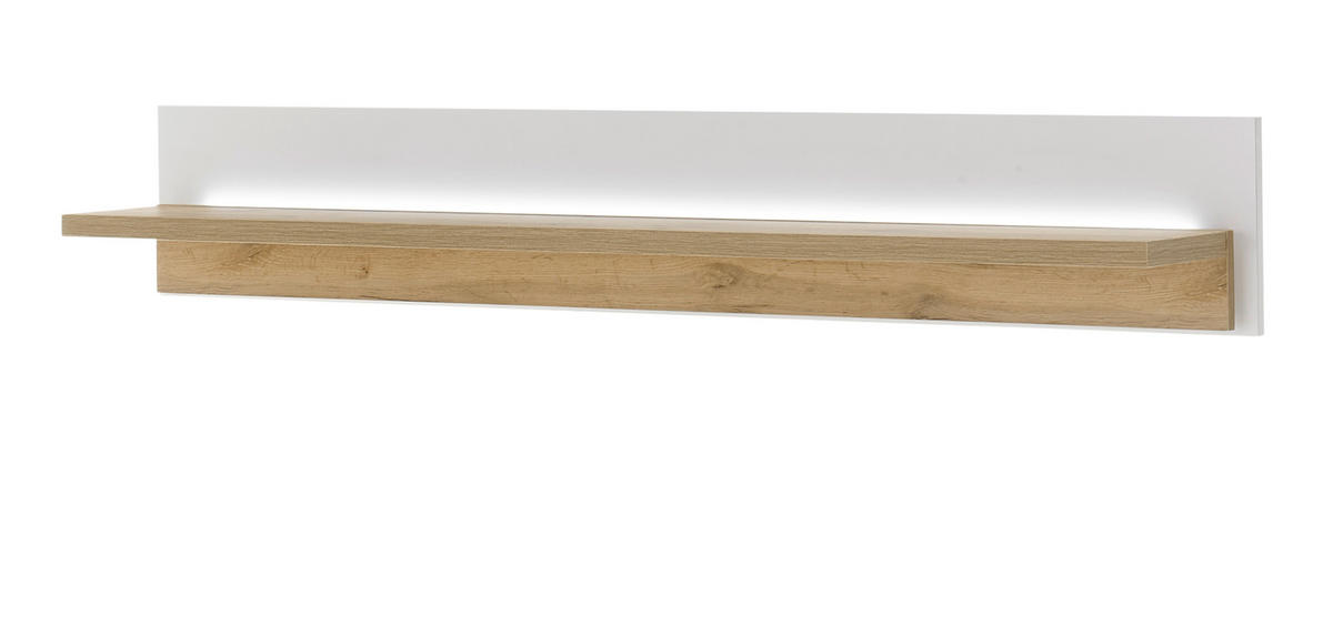 WANDBOARD weiß matt, Eiche Wotan 150 cm, Wandregal inklusive Beleuchtung - Eiche Wotan/Weiß, Holzwerkstoff (150/24/24cm) - Furn.Design