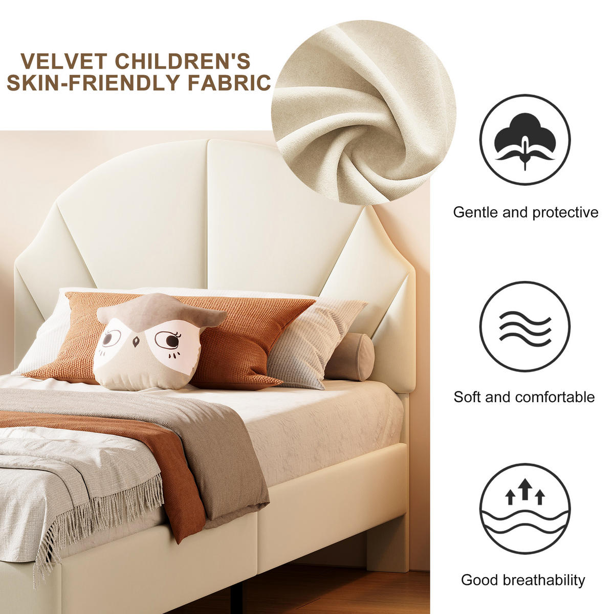 POLSTERBETT 90x200cm Beige Mit Verstellbarem Kopfteil, Jugendbett - Beige, Holz (90/200cm)