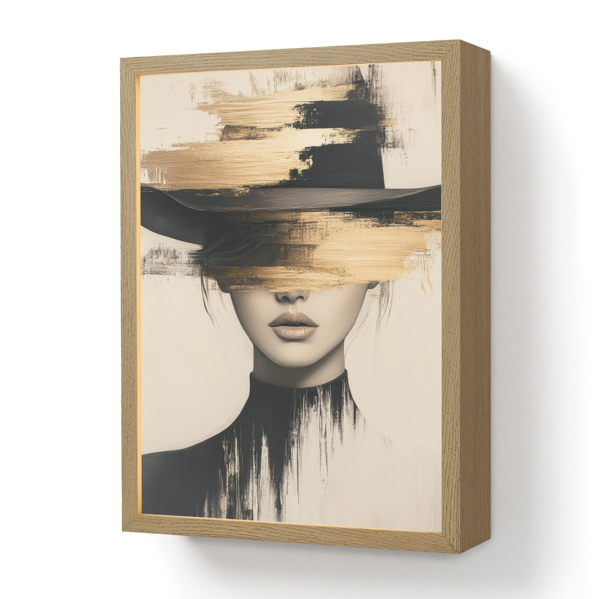 NÁSTĚNNÁ LAMPA S AKUMULÁTOREM Žena - klobouk - barva 30x40 cm - krémová, kompozitní dřevo (30/40/8cm) - OnlyWow