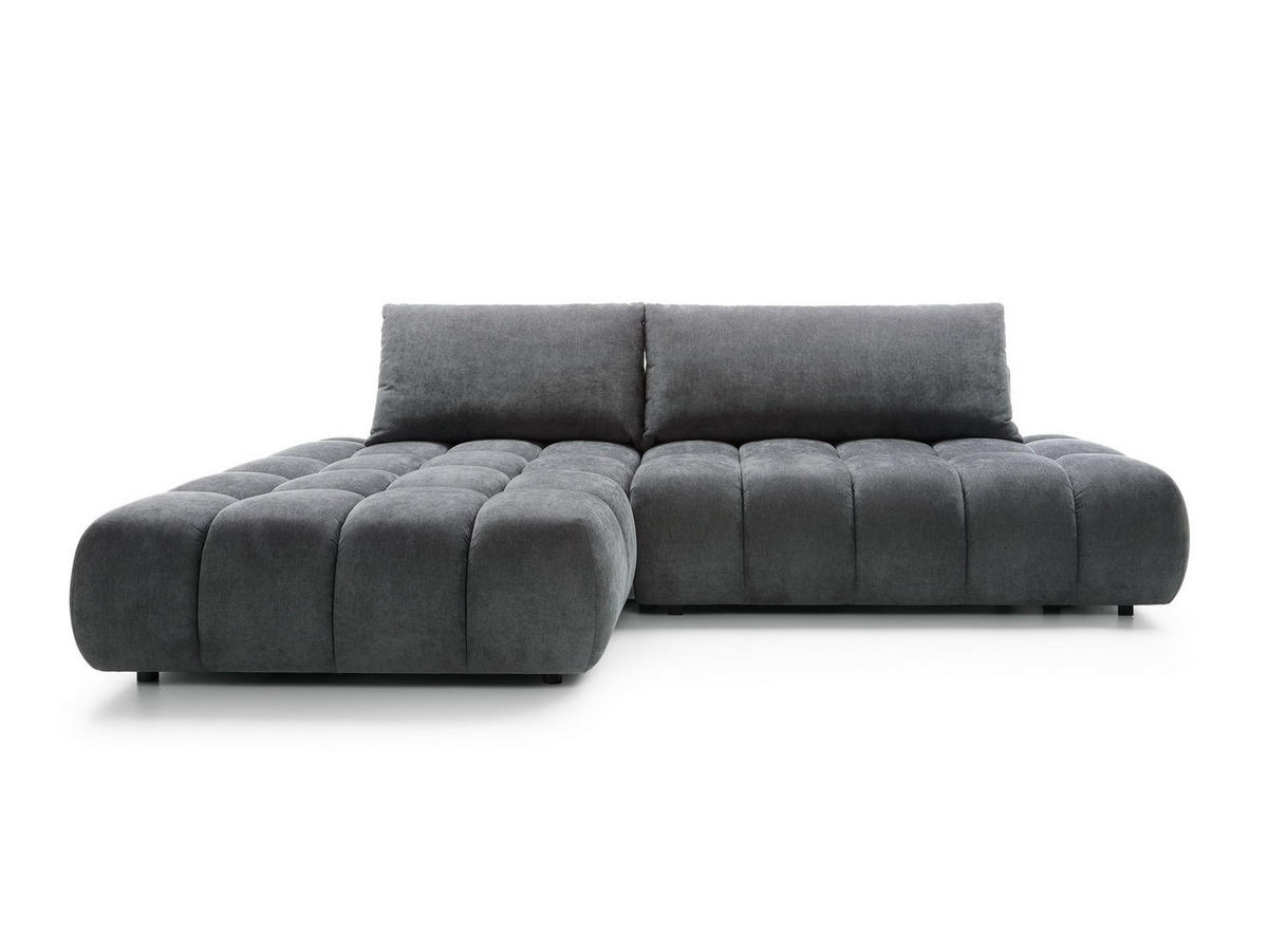 ECKSOFA GARDA Grau Chenille mit Schlaffunktion - Grau, Holz (280/131cm) - MASSENO